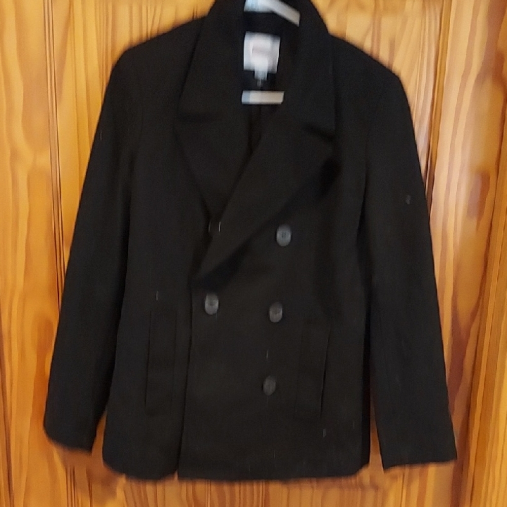 Classic Black Double-Breasted Peacoat